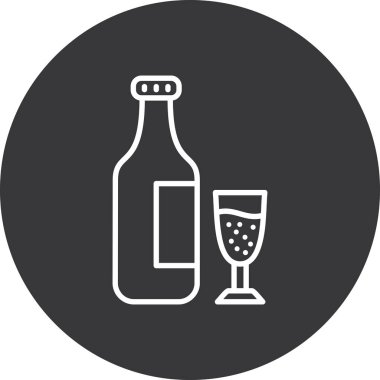 Şampanya cam ikonu, sade stil.