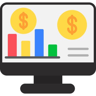 bilgisayar işletmeleri finans simgesi düz biçimli