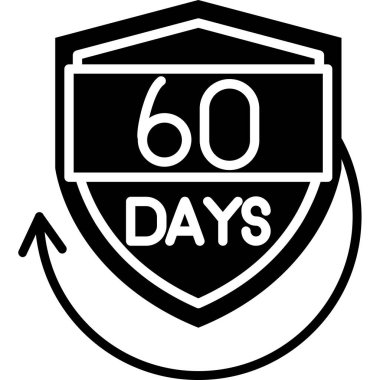 60 yıl git siyah simge, vektör illüstrasyon işareti beyaz arkaplanda