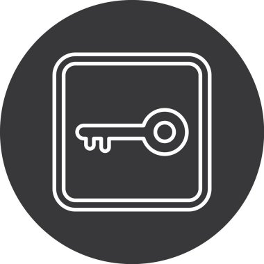 anahtar vektör simgesi. bu yuvarlak düz sembol beyaz arkaplan üzerinde gri renk ile çizilir