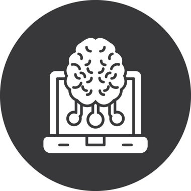 Dizüstü bilgisayar vektör simgesi dizaynlı beyin