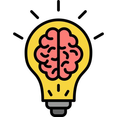 Doldurulmuş taslak biçimdeki beyin yaratıcı fikir simgesi