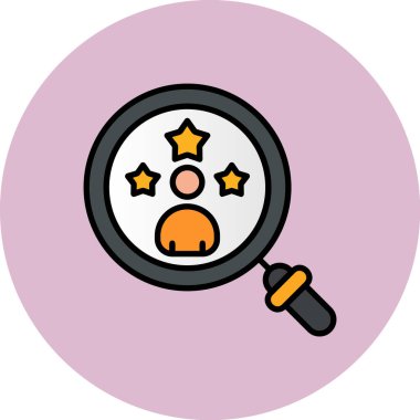 Bir yıldız ile büyüteç, vektör illüstrasyonu