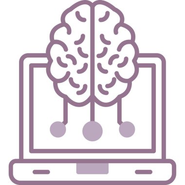 Laptop beyin fikri ikonu. Beyaz arkaplanda izole edilmiş web tasarımı için özet beyin fikri yaratıcı vektör simgesi