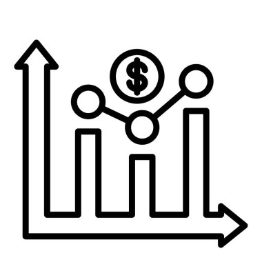 Dolar büyüme çizelgesi simgesi, vektör illüstrasyonu