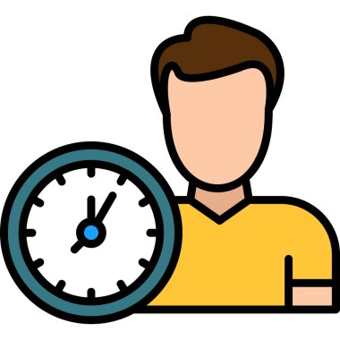 Zaman yönetimi simgesi renk ana hatları vektörü