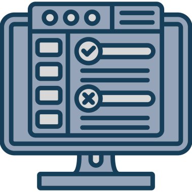 Bilgisayar monitörü simgesi. Web için basit bilgisayar vektör simgeleri çizimi