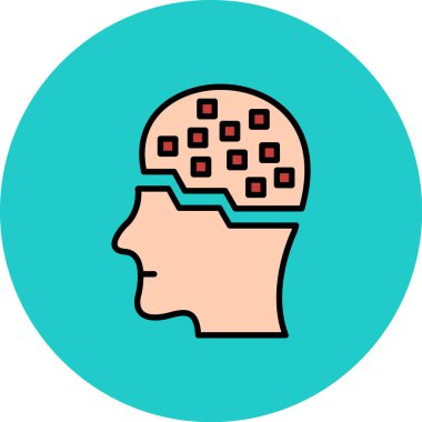 Beyin. Web simgesi vektör illüstrasyonu