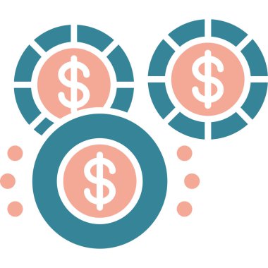 Kumarhane çipi düz simgesi, vektör, illüstrasyon