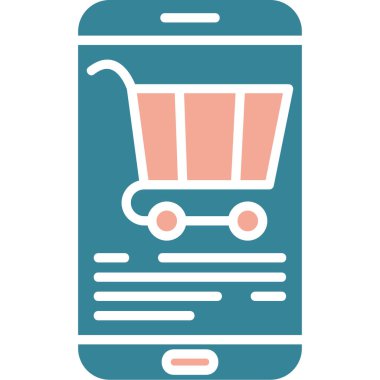 Mobil alışveriş. Web simgesi vektör illüstrasyonu