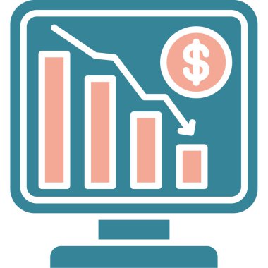 Pazar grafiği vektör simgesi. biçim iki renkli düz simge sembolü, yumuşak mavi renkler, beyaz arkaplan.
