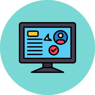 İşaretleme simgesi, vektör illüstrasyonlu bilgisayar monitörü