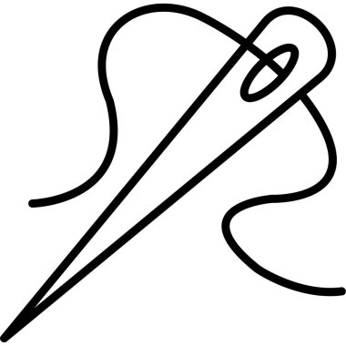 İğne ipliği dikiş simgesi ana hat biçiminde