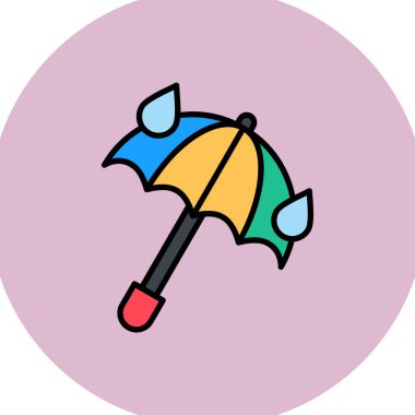 Şemsiye simgesi vektörü. İnce çizgi işareti. İzole edilmiş kontür sembolü gösterimi