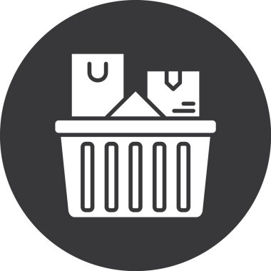 Düz stil izole edilmiş vektör illüstrasyonunda çöp kutusu simgesi