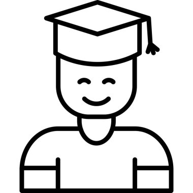 Öğrenci mezuniyet ikonu. Beyaz arkaplanda izole edilmiş web tasarımı için mezuniyet öğrenci vektör simgesi