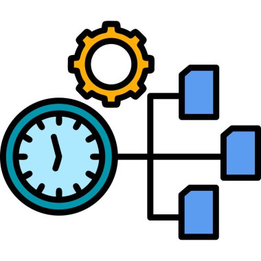 zaman dişlisi saat simgesi doldurulmuş ana hatlar biçiminde