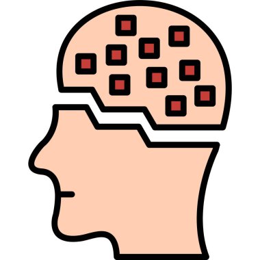 Beyin zihin simgesi doldurulmuş ana hatlar biçiminde