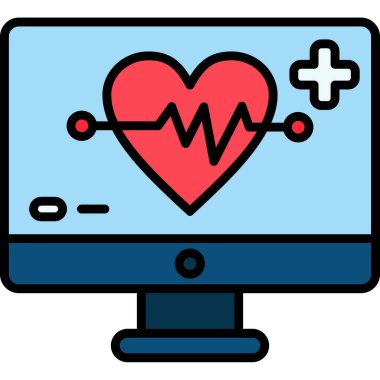 Kalp monitörü simgesi, basit vektör illüstrasyonu