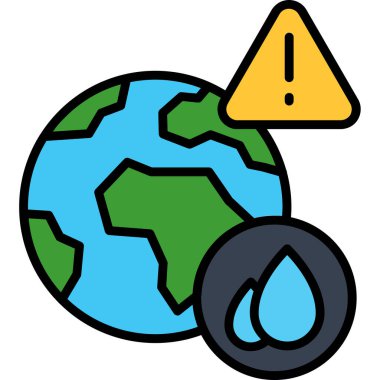 küresel felaket ikonu. ana hatlı küresel afet vektör rengi düz izole