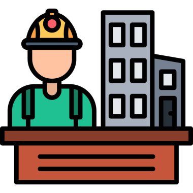 İnşaat mühendisi yapı ikonu - taslak biçimi