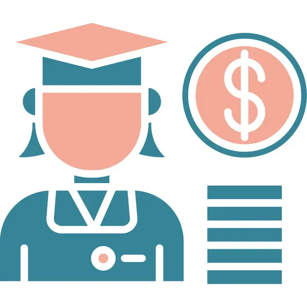 Öğrenci Kredisi Simgesi, Basit Renk Vektörü İllüstrasyonu