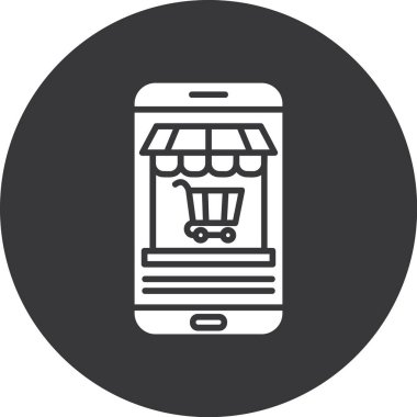 Sepet vektör çizimi olan cep telefonu