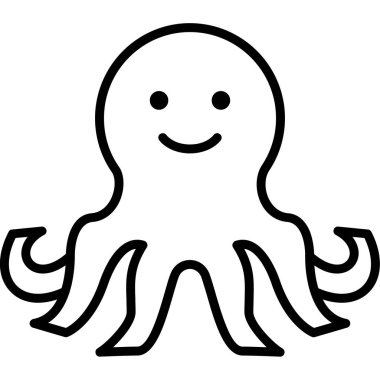 Sevimli ahtapot çizgi filminin vektör çizimi