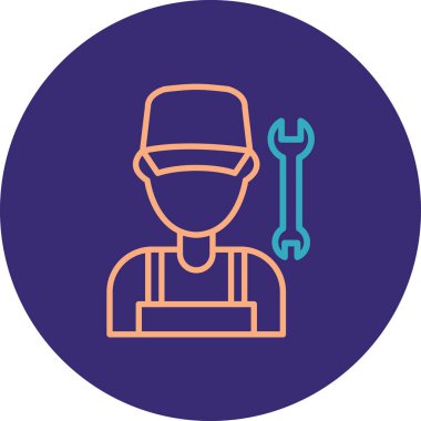 İşçi. Web simgesi basit illüstrasyon