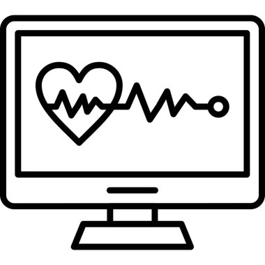 kalp atışı vektör çizgisi simgesi, desig