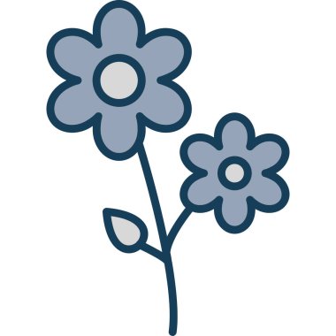 Mavi arkaplan vektör çizimine sahip güzel çiçek