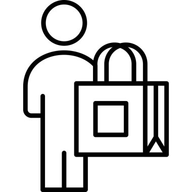 Alışveriş çantalı adam, vektör illüstrasyonu.