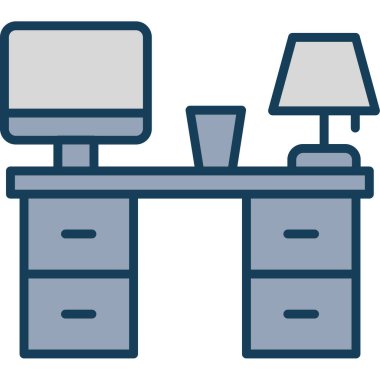 Ofis masası. Web simgesi basit illüstrasyon