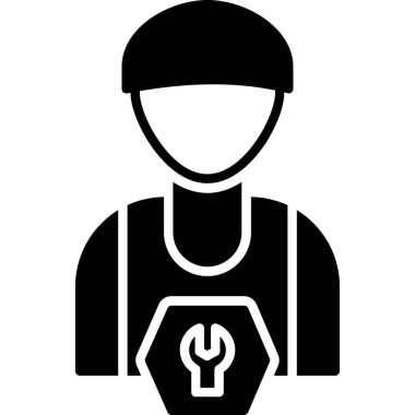 İnşaatçı mühendis simgesi, vektör illüstrasyonu