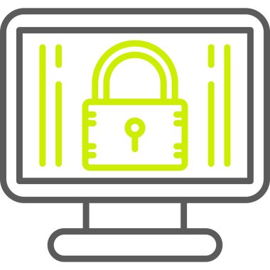 Laptop Kilit simgesi, vektör illüstrasyonu