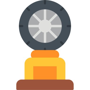 Bir araba tekerleğinin düz simgesi