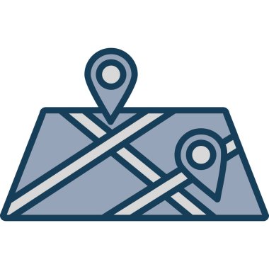 harita konumu pin simgesi ile doldurulmuş dış hat biçimi