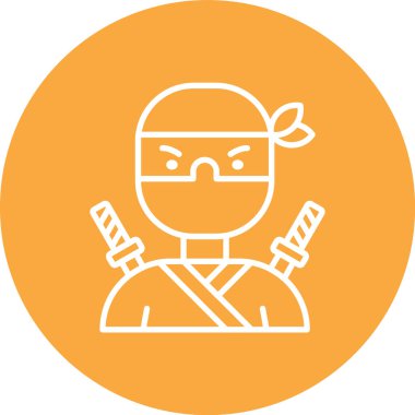 Ninja simgesi yumuşak mavi arkaplanda izole edilmiş düz stil