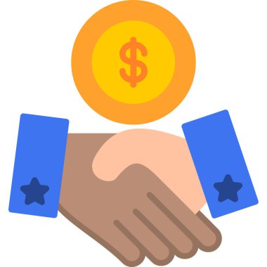 iş tokalaşma düz vektör simgesi