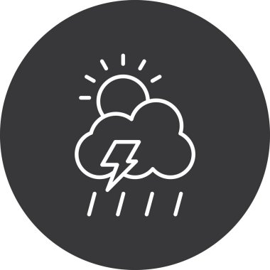 vektör simgesi, yıldırımlı ve güneşli bulut