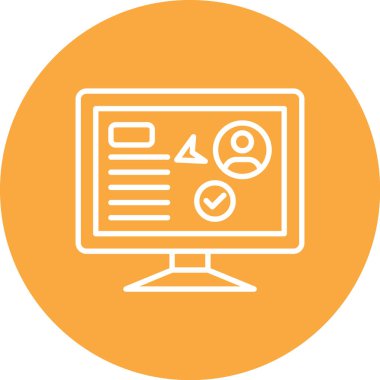 bir rapor ile bilgisayar monitörü, web simgesi basit illüstrasyon