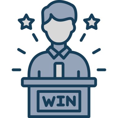 Kazanan simge, vektör illüstrasyonlu iş adamı