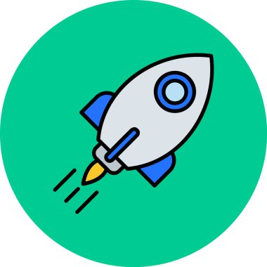 Roket. Web simgesi basit illüstrasyon