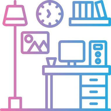 Bilgisayarlı ve kitaplı ofis çalışma masası