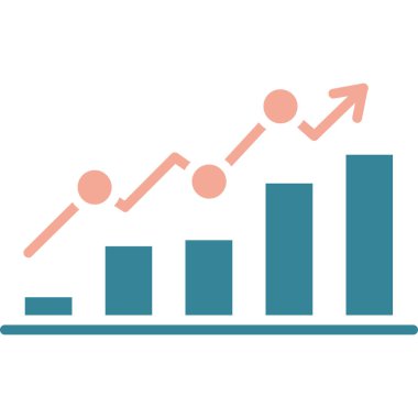 Çubuk grafik eğilim düz vektör simgesi