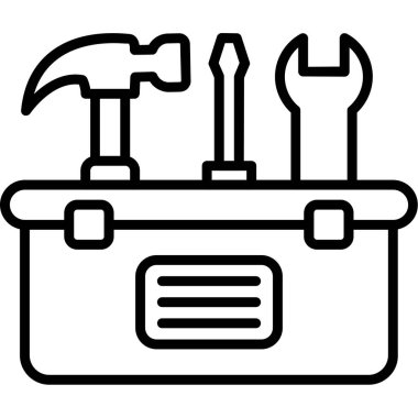 Onarım servisi vektör çizgisi simgesi beyaz arkaplanda izole edildi. Infographic, web sitesi ya da uygulama için tamir hizmeti simgesi.