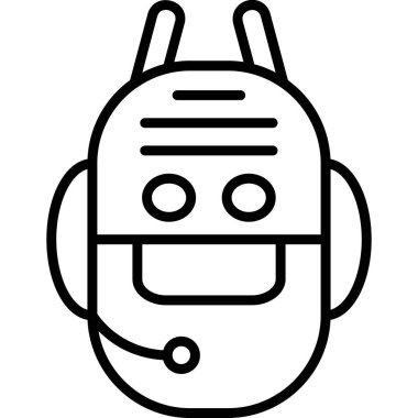 Robot simgesi. Beyaz arka plan da izole web tasarımı için anahat robot vektör simgesi