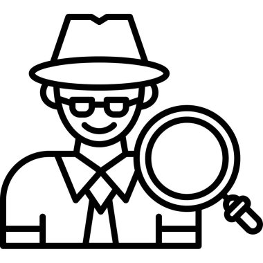 Dedektif cam ikonu ana hatlarıyla büyütüyor.