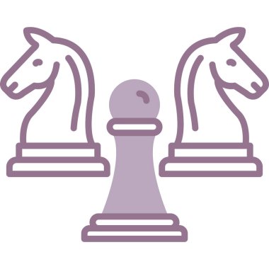 Satranç oyunu satranç simgesi doldurulmuş ana hatlar biçiminde