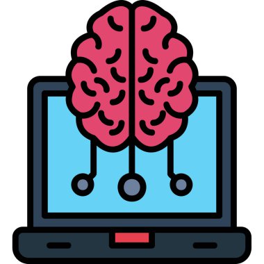 beyin dizüstü fikri simgesi